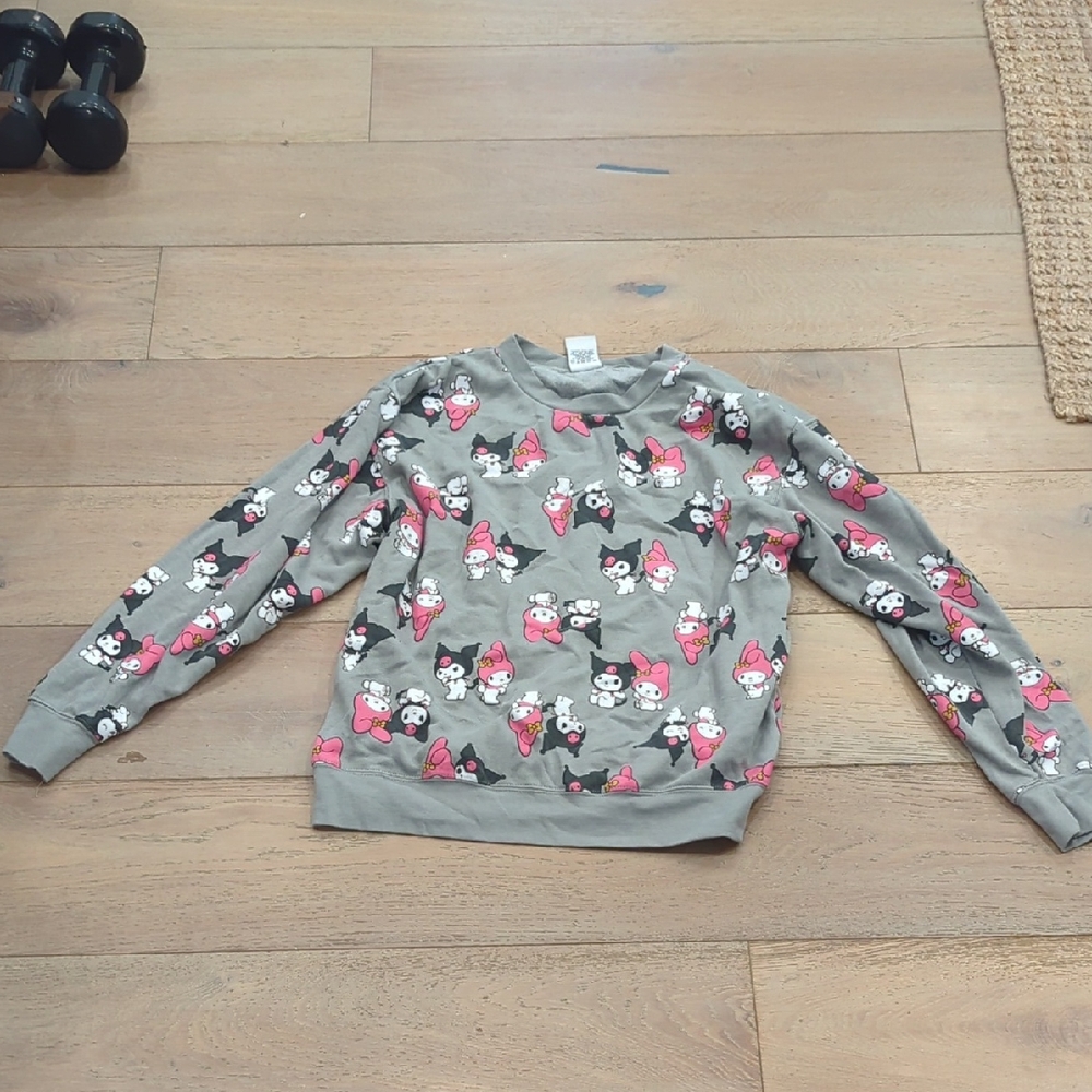 Bioworld Sanrio Kuromi and My Melody Gray Sweatshirt with Pink and Black